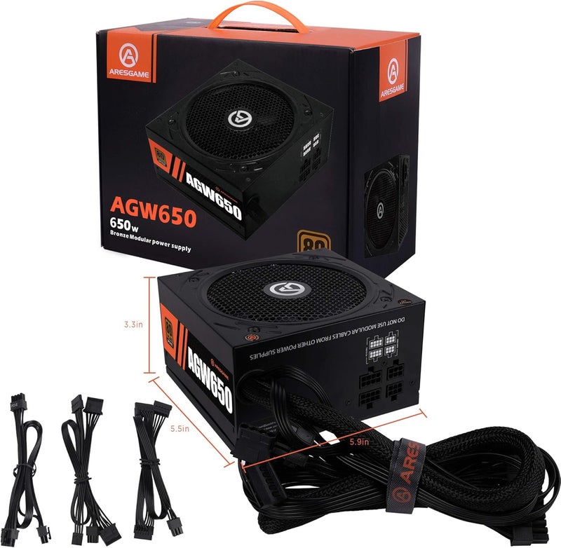 ARESGAME Power Supply 650W 80+ Bronze Certified PSU (, AGW650) - Image 5